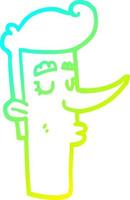cold gradient line drawing cartoon arrogant man vector