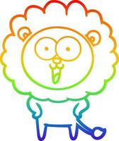 rainbow gradient line drawing happy cartoon lion vector