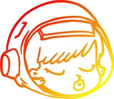 warm gradient line drawing cartoon astronaut face vector