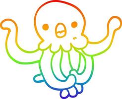 rainbow gradient line drawing cartoon jellyfish vector