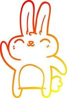 warm gradient line drawing cartoon happy rabbit vector