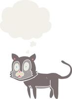 happy cartoon cat and thought bubble in retro style vector