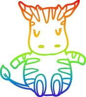 rainbow gradient line drawing cute zebra vector