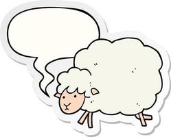 cartoon sheep and speech bubble sticker vector