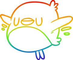 rainbow gradient line drawing cute christmas robin vector