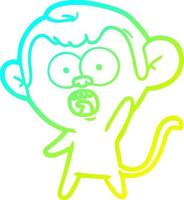 cold gradient line drawing cartoon shocked monkey vector