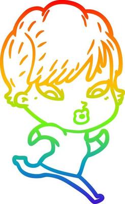 rainbow gradient line drawing cartoon woman