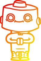 warm gradient line drawing cartoon robot vector