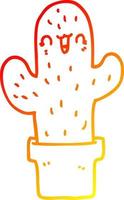 warm gradient line drawing cartoon cactus vector