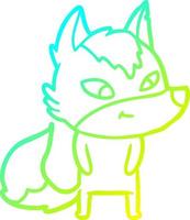 cold gradient line drawing friendly cartoon wolf vector