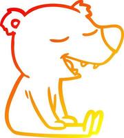 warm gradient line drawing cartoon bear vector