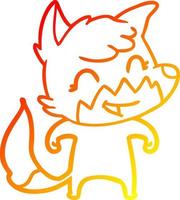 warm gradient line drawing happy cartoon fox vector