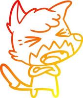 warm gradient line drawing angry cartoon fox vector