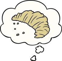 cartoon croissant and thought bubble vector