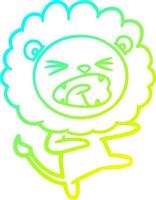 frío gradiente línea dibujo dibujos animados enojado león vector