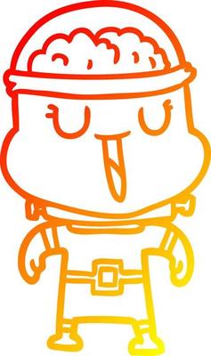 warm gradient line drawing happy cartoon robot