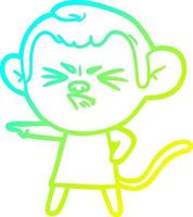 cold gradient line drawing cartoon annoyed monkey vector