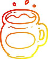 warm gradient line drawing mug of coffee vector