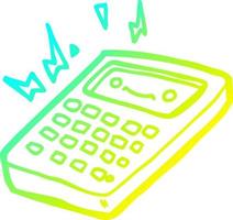 cold gradient line drawing cartoon calculator vector