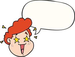 cartoon happy face and speech bubble vector