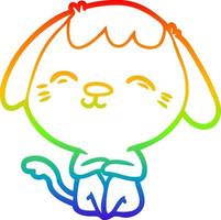 rainbow gradient line drawing happy cartoon dog vector