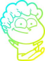 cold gradient line drawing cartoon happy man vector