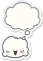 cute cartoon cloud and thought bubble as a printed sticker vector