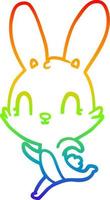 rainbow gradient line drawing cute cartoon rabbit vector