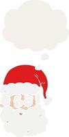 cartoon santa claus and thought bubble in retro style vector