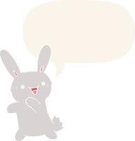 cartoon rabbit and speech bubble in retro style vector