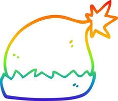 rainbow gradient line drawing cartoon santa hat vector