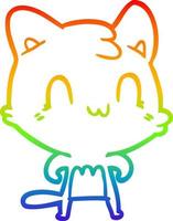 rainbow gradient line drawing cartoon happy cat vector