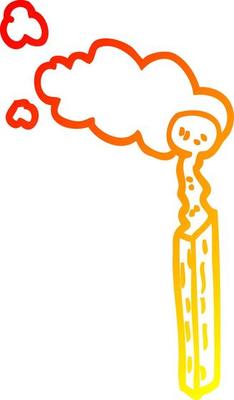 warm gradient line drawing cartoon burnt match