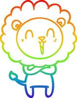 rainbow gradient line drawing laughing lion cartoon vector