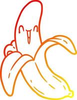 warm gradient line drawing cartoon crazy happy banana vector