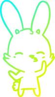 cold gradient line drawing curious bunny cartoon vector