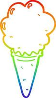 helado de dibujos animados de dibujo de línea de gradiente de arco iris vector