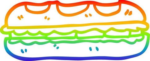 rainbow gradient line drawing cartoon tasty sandwich vector