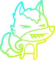 cold gradient line drawing angry wolf cartoon vector