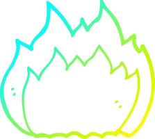 cold gradient line drawing cartoon fire vector