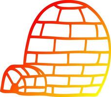 warm gradient line drawing cartoon igloo vector