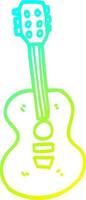 cold gradient line drawing cartoon old guitar vector