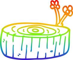 rainbow gradient line drawing cartoon tree log vector