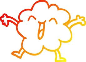 warm gradient line drawing cartoon happy grey cloud vector