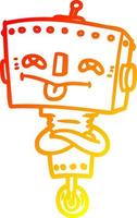 warm gradient line drawing cartoon robot vector