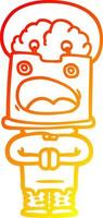 warm gradient line drawing cartoon robot vector