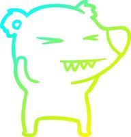 cold gradient line drawing angry polar bear cartoon vector