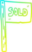 cold gradient line drawing cartoon sold sign vector