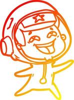 warm gradient line drawing cartoon laughing astronaut vector