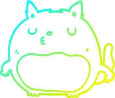 cold gradient line drawing cartoon cat vector